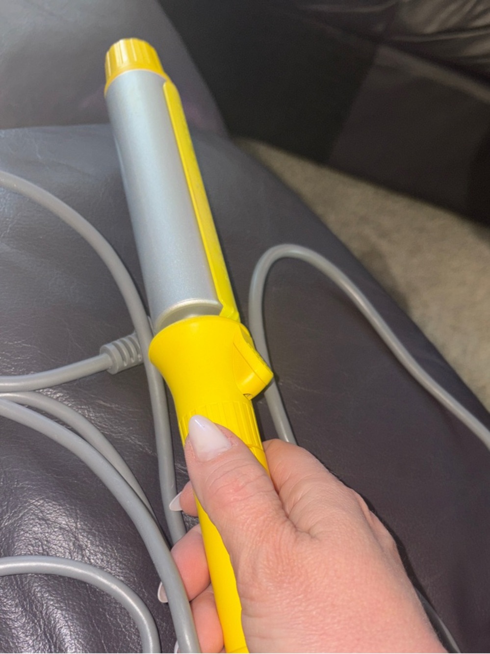 Drybar Yellow Curling Wand with Silver Barrel digital iron